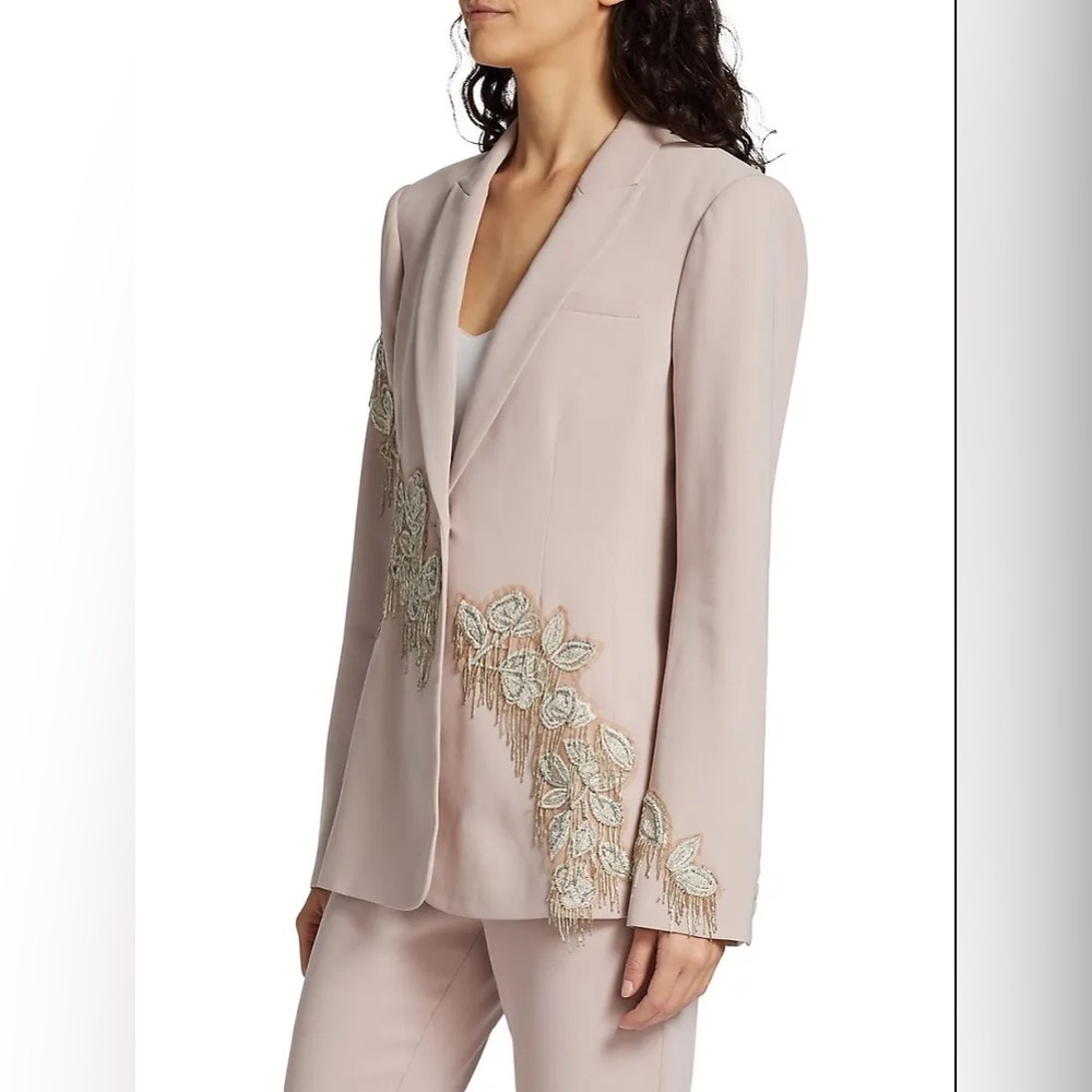 NWT $795 CINQ A SEPT Candace Crepe Floral Embroidered Jacket Blazer - Picture 3 of 13